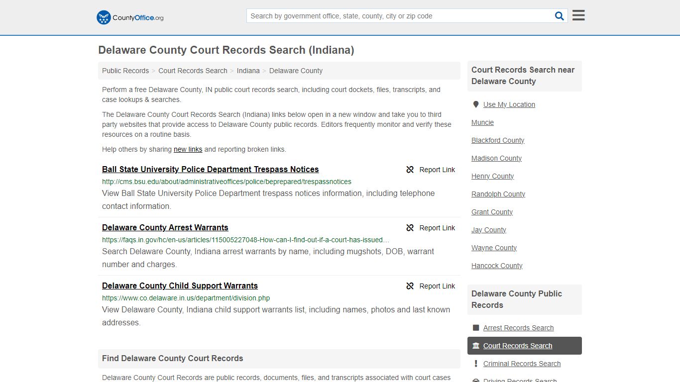 Delaware County Court Records Search (Indiana)